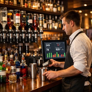 Modern Bar with Automated Pour System and Colorful Liquor Display-1